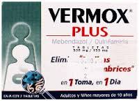 Vermox 300mg 150mg 2 tab, Mebendazole, Quinfamide